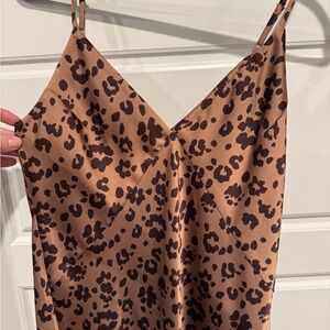 a new day Brown Leopard Print Midi Dress